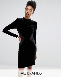 Бархатное облегающее платье со вставками Y.A.S Tall Luvy - Черный