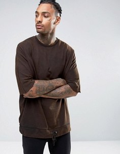 Oversize-футболка из плотного трикотажа со шнурком на кромке ASOS - Коричневый