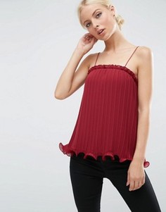 Топ со складками и рюшами по низу ASOS - Красный