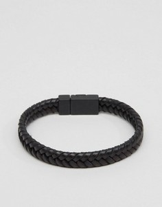 Черный плетеный браслет из искусственной кожи ASOS - Черный
