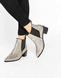 Серебристые блестящие ботинки челси Office Amber - Серебряный