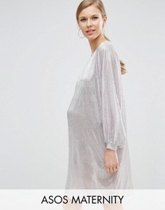 Платье мини для беременных в стиле oversize ASOS Maternity - Серый