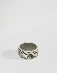 Кольцо на мизинец с ацтекским орнаментом ASOS - Серебряный