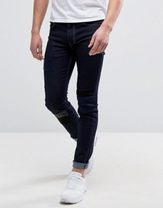 Супероблегающие стретчевые джинсы с заплатками Religion - Синий