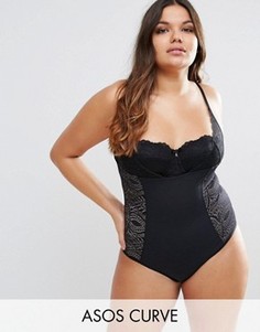 Корректирующее боди с кружевом ASOS CURVE SHAPEWEAR - Черный