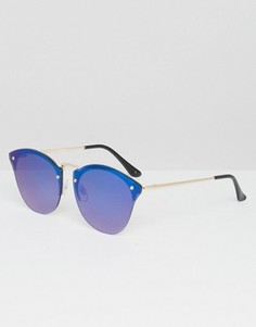 Солнцезащитные очки в стиле ретро с синими стеклами ASOS - Черный