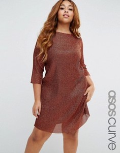 Платье мини бронзового цвета с рукавами доломан ASOS CURVE - Коричневый