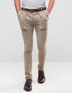 Серые супероблегающие брюки с глубокими карманами ASOS - Серый
