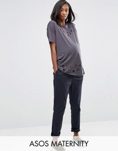 Чиносы для беременных ASOS Maternity - Темно-синий