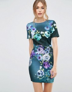 Платье-футболка мини с цветочным принтом ASOS - Мульти