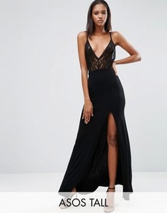 Платье макси с кружевным топом ASOS TALL Lingerie - Черный