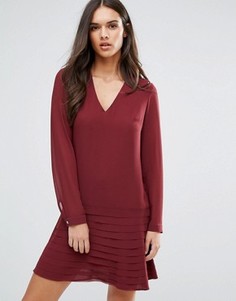 Платье мини с плиссированной юбкой Sisley - Красный
