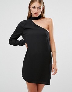 Асимметричное цельнокройное платье с горловиной-чокер Missguided - Черный