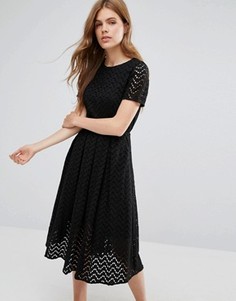 Платье миди с зигзагообразным узором YMC - Черный