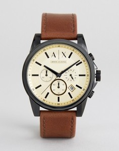 Часы-хронограф с коричневым кожаным ремешком Armani Exchange AX2511 - Коричневый