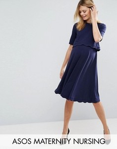 Платье для кормящих мам с короткими рукавами ASOS Maternity PETITE - Темно-синий