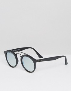 Солнцезащитные очки с серебристыми блестящими стеклами Ray-Ban Gatsby - Черный