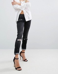 Байкерские джинсы скинни с классической талией и прорехами Replay - Черный