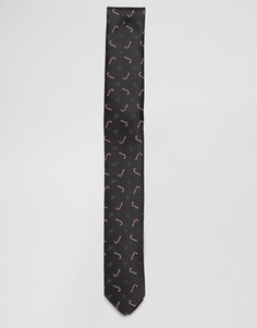 Новогодний галстук с принтом карамели и падуба ASOS - Черный