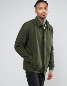 Полушерстяная спортивная куртка цвета хаки ASOS - Зеленый