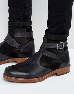 Черные кожаные ботинки челси на меховой подкладке ASOS - Черный