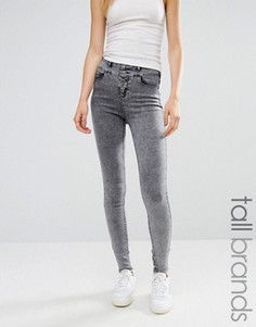 Мраморные зауженные джинсы New Look Tall - Серый