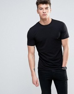 Черная футболка кроя слим New Look - Черный