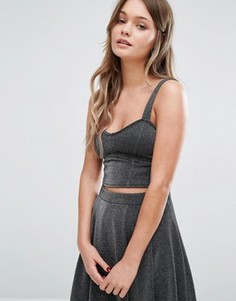 Кроп-топ от костюма с эффектом металлик New Look - Серебряный