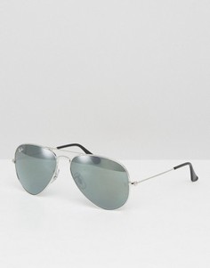 Солнцезащитные очки-авиаторы с зеркальными стеклами Ray-Ban 0RB3025 - Серебряный