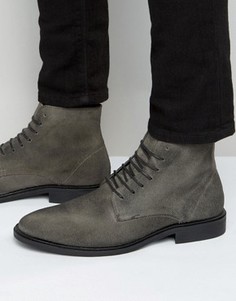 Серые ботинки из вощеной замши New Look - Серый