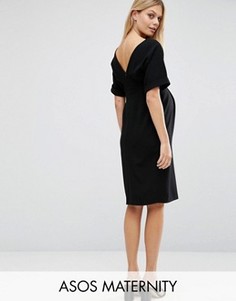 Тканое платье с V-образным вырезом сзади ASOS Maternity - Черный