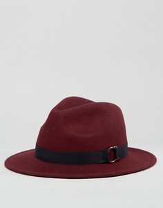 Бордовая фетровая шляпа с пряжкой-подковой ASOS - Красный