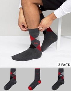 Подарочный набор с 3 парами серых носков Pringle Waverley - Серый