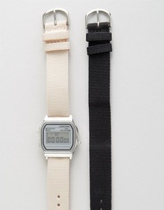 Цифровые часы с 2-мя сменными ремешками ASOS - Черный