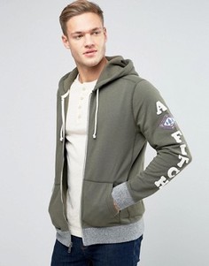 Худи оливкового цвета на молнии с аппликацией логотипа Abercrombie & Fitch - Зеленый