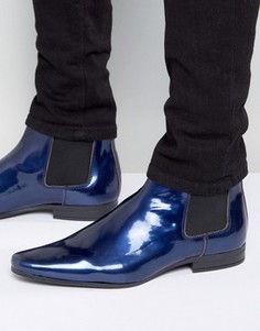 Синие лакированные ботинки челси ASOS - Синий