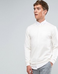 Белый джемпер с круглым вырезом из мериносовой шерсти ASOS - Белый