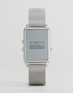 Цифровые часы с сетчатым ремешком ASOS - Серебряный