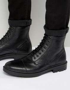 Черные кожаные ботинки на шнуровке ASOS - Черный
