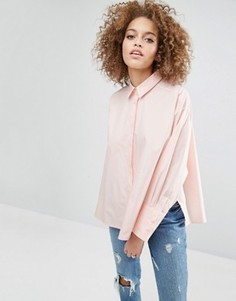 Хлопковая оversize-рубашка с разрезами по бокам ASOS - Розовый