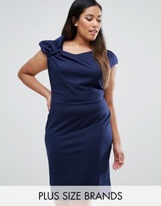 Платье-футляр с отделкой в виде банта Goddiva Plus - Темно-синий