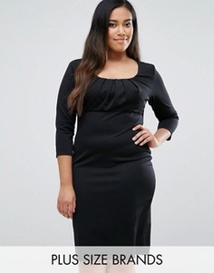 Платье-футляр с плиссировкой на груди Goddiva Plus - Черный