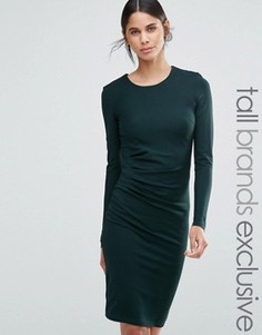 Платье-футляр с длинными рукавами и сборками по бокам Y.A.S Tall - Зеленый