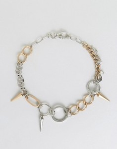 Ожерелье‑цепь с шипами и кольцами ASOS - Мульти