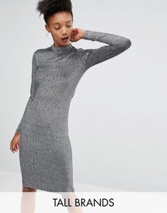 Облегающее платье металлик с длинными рукавами Y.A.S Tall Lisa - Серый