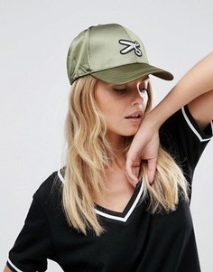 Атласная бейсболка с логотипом металлик ASOS - Зеленый