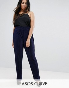 Широкие плиссированные брюки ASOS CURVE - Темно-синий