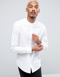 Рубашка узкого кроя с воротником с застежкой на пуговицы и длинными рукавами Selected Homme - Белый