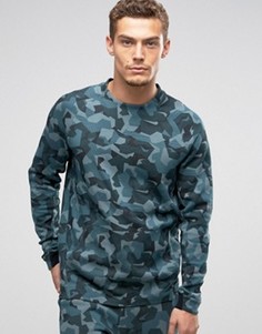 Зеленый флисовый свитшот с камуфляжным принтом Nike Tech 823501-392 - Зеленый