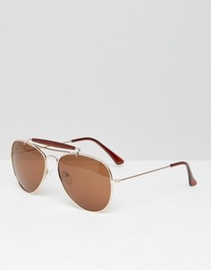 Золотистые солнцезащитные очки-авиаторы D-Struct - Золотой
